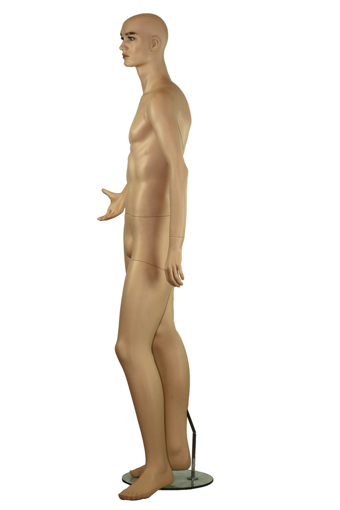 Maniquí Masculino Realista Color Carne con Brazo Derecho Doblado en Fibra