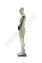 Maniquí en Tela y Blanco Brillante con Brazos Articulados y Base Oscura