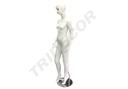 Maniquí femenino de fibra de vidrio blanco mate con pestañas azules y bios rojos