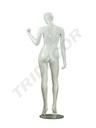 Maniquí femenino sentado blanco brillante con pestañas azules