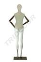 Maniquí femenino blanco brillante y de tela con brazos articulados de madera