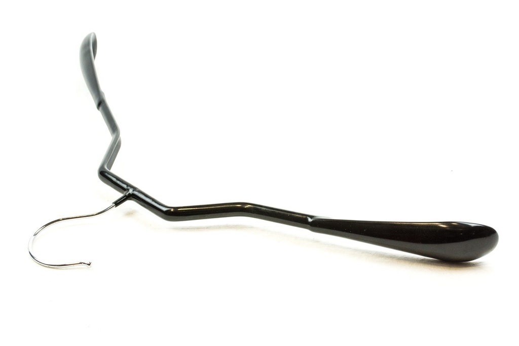 Percha de Madera Forrada de Goma Negra 42cm 5unidades