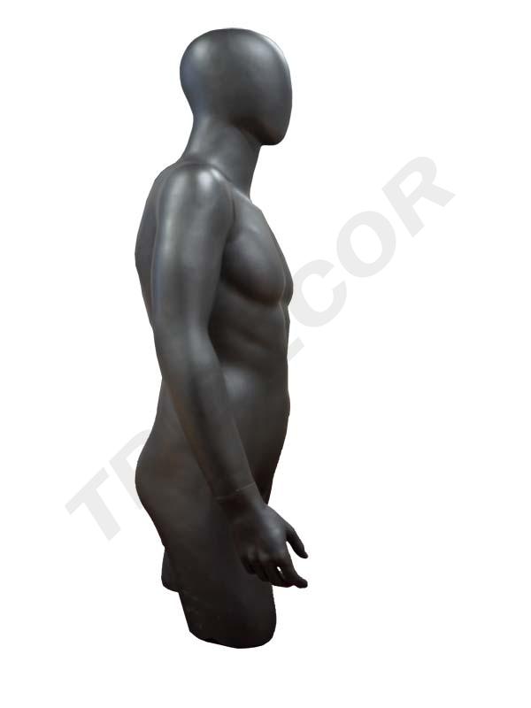 maniquí de Hombre Gris Oscuro Brillo Con Cabeza