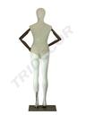 Maniquí femenino blanco brillante y de tela con brazos articulados de madera
