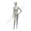 Maniquí femenino en blanco mate con la mano en la cintura