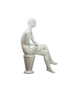 Maniquí de Mujer Sentada en Blanco Brillo con Rostro