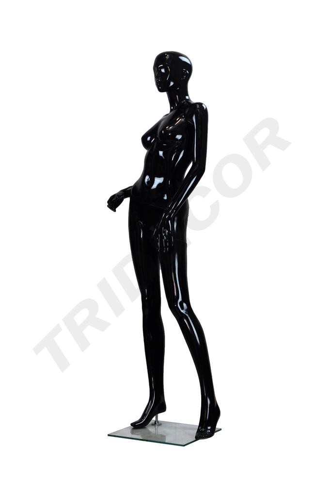 Maniquí femenino negro brillante con características