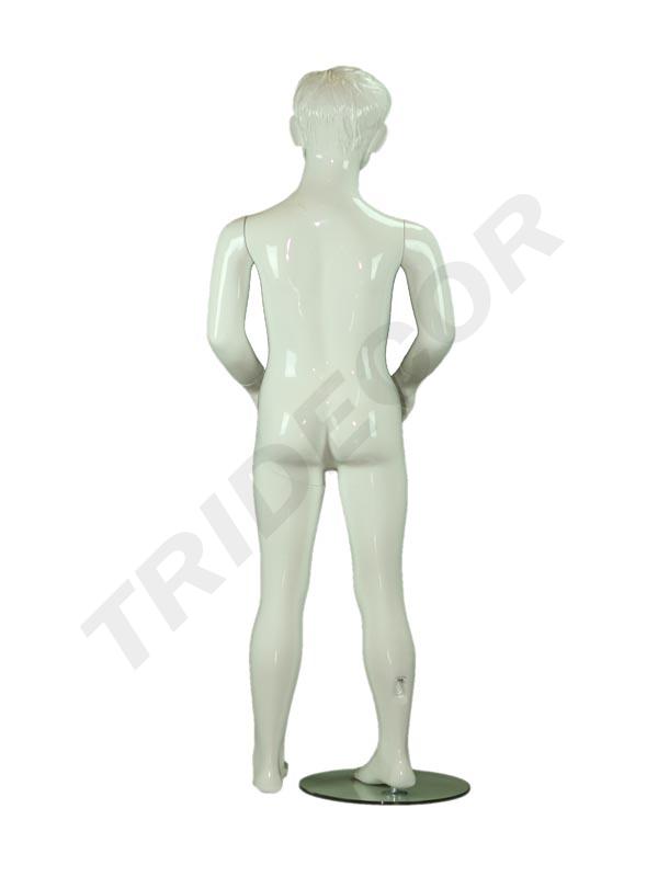 Maniquí infantil con rostro blanco brillante, 8-9 años, Fibra