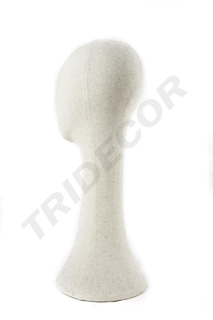 Cabeza de mujer en tela de lino color beige, circunferencia de 52 cm