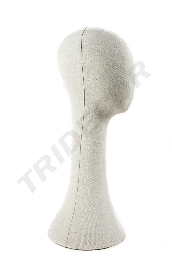 Cabeza de mujer en tela de lino color beige, circunferencia de 52 cm