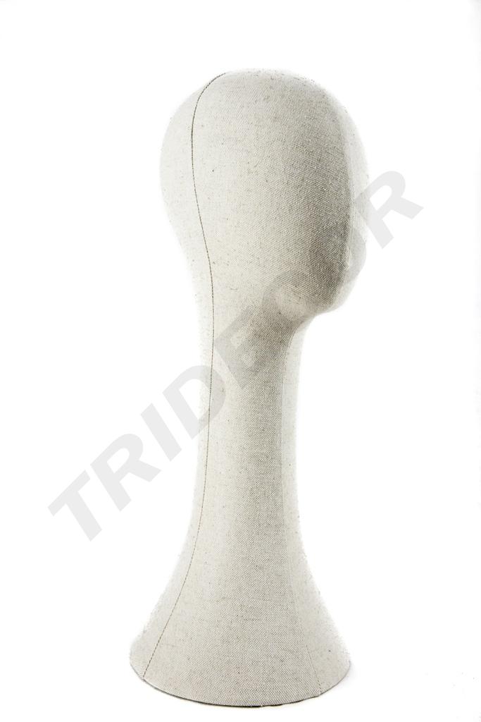 Cabeza de mujer en tela de lino color beige, circunferencia de 52 cm