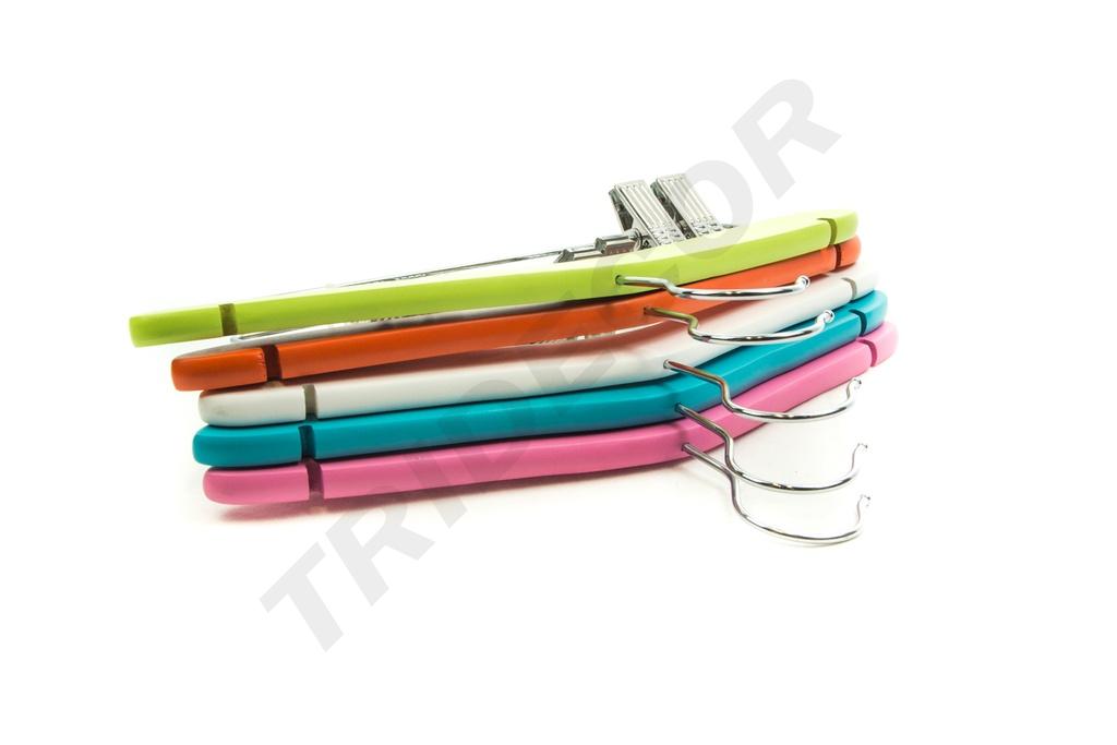 Perchas de Madera para Niños con Barras y Clips Varios Colores 5 Unidades