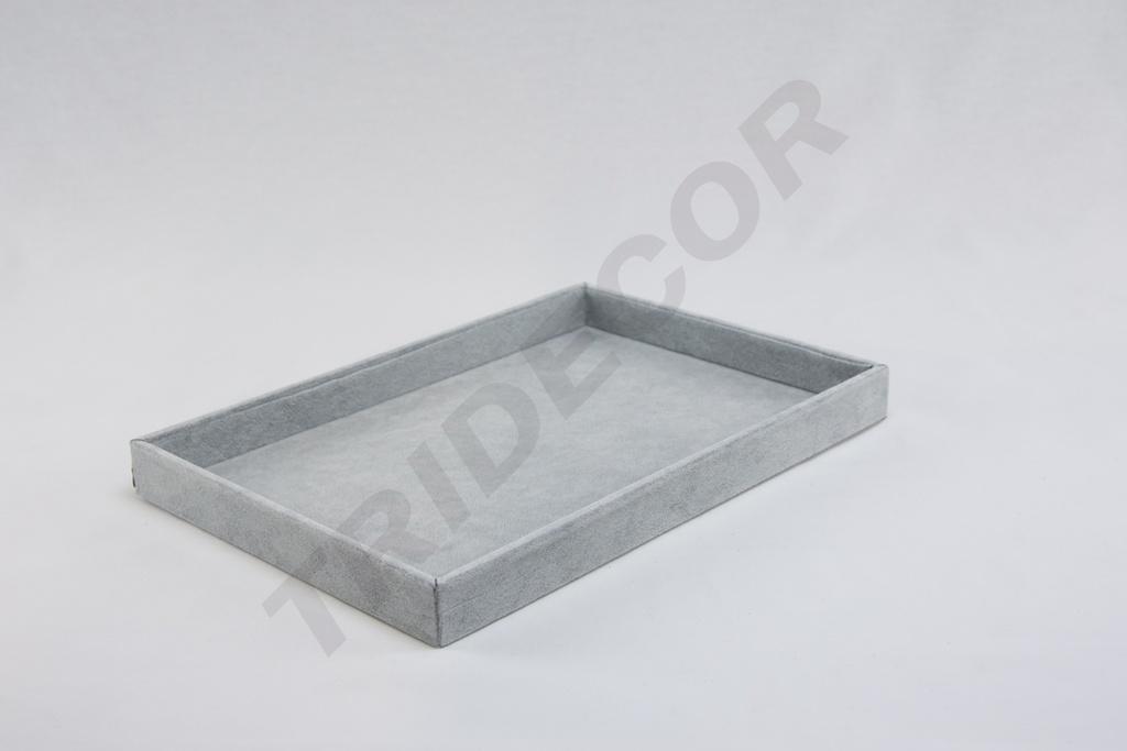Bandeja de exhibición de joyería de terciopelo gris 35x24x3 cm