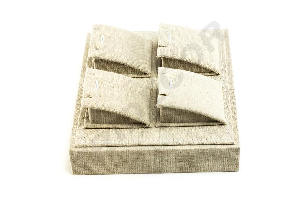 Bandeja para Exhibición de Joyas de Lino Beige 18.5x15.5x7cm