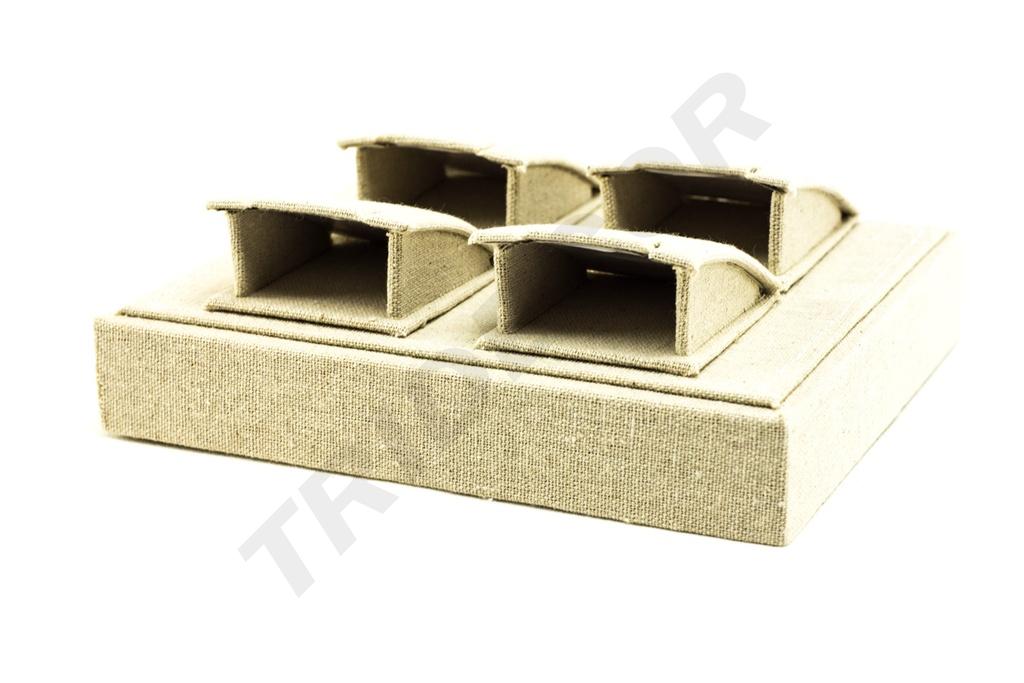 Bandeja para Exhibición de Joyas de Lino Beige 18.5x15.5x7cm