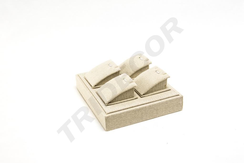 Bandeja para Exhibición de Joyas de Lino Beige 18.5x15.5x7cm