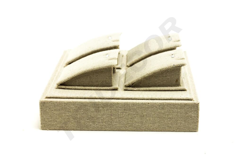 Bandeja para Exhibición de Joyas de Lino Beige 18.5x15.5x7cm