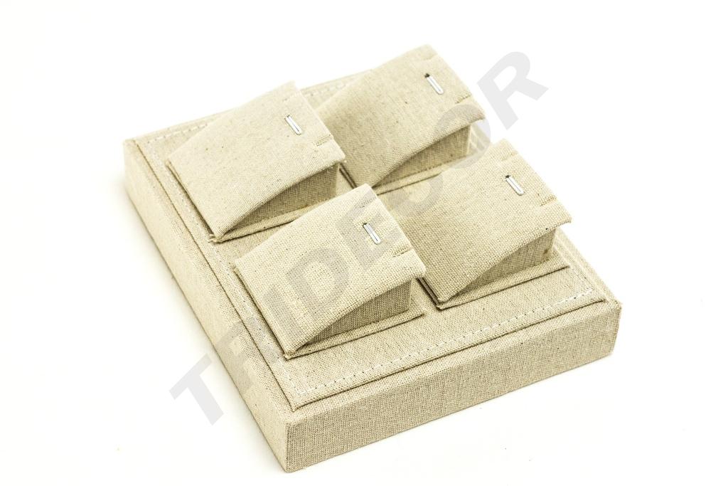 Bandeja para Exhibición de Joyas de Lino Beige 18.5x15.5x7cm