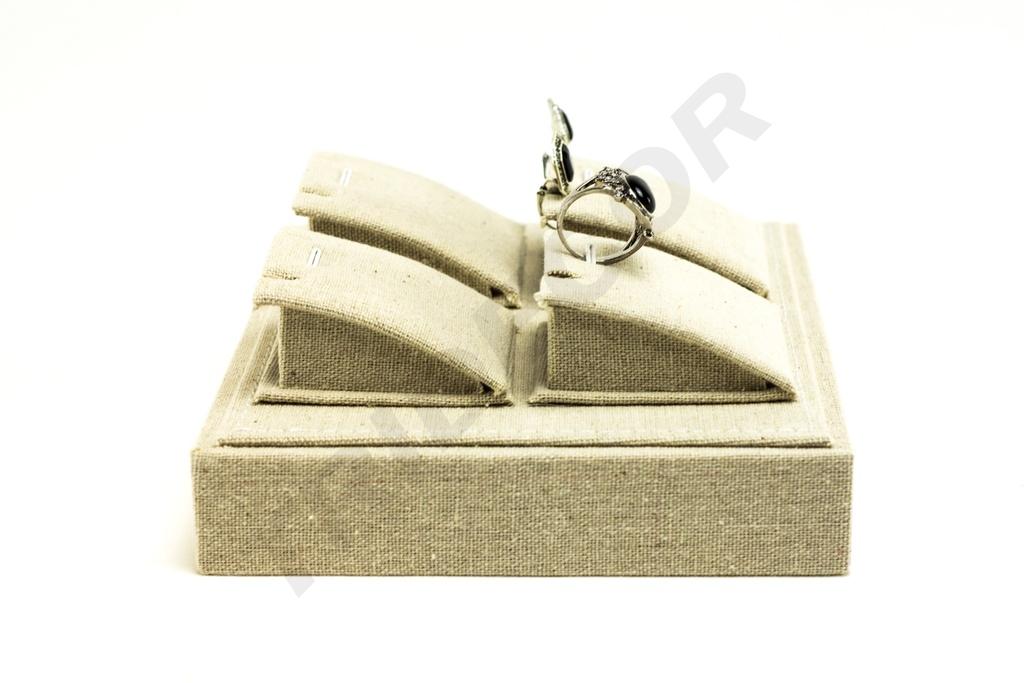Bandeja para Exhibición de Joyas de Lino Beige 18.5x15.5x7cm
