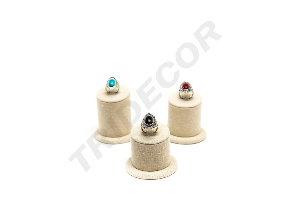 Expositor de Anillos de Lino Beige 3 Alturas
