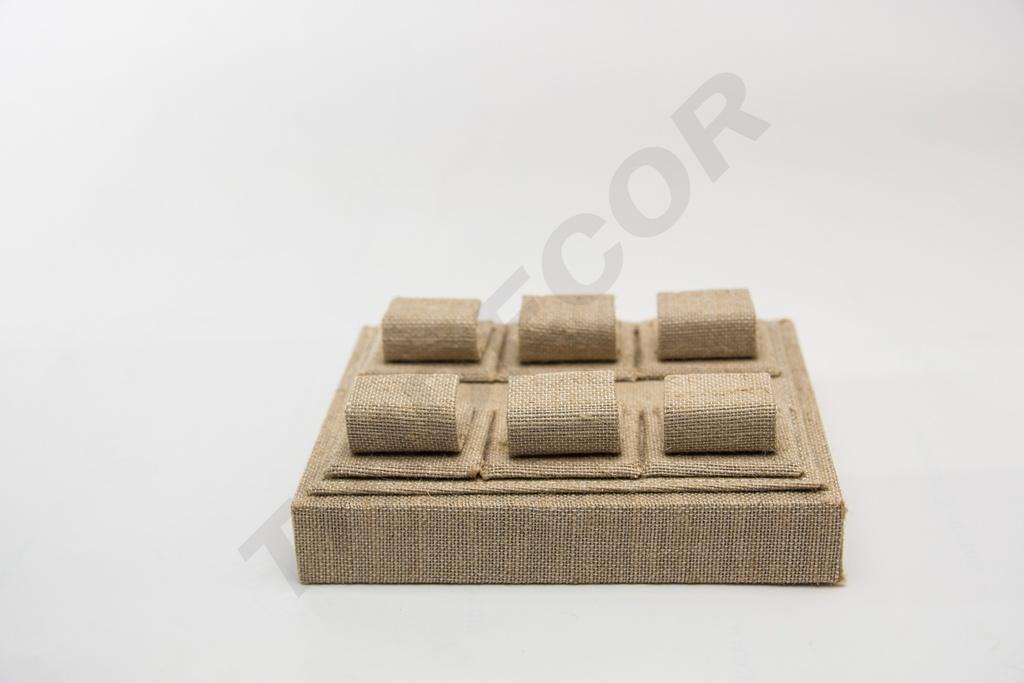 Expositor de Joyería de Lino Beige 18.5X15.5X6cm