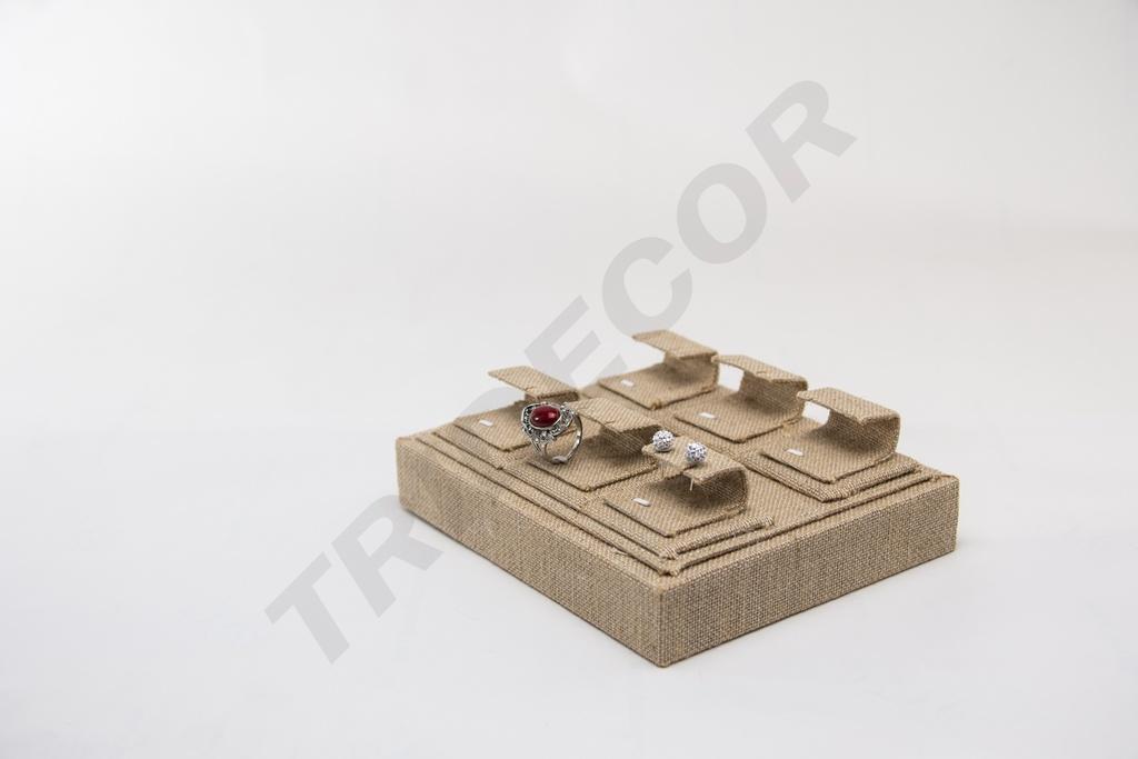 Expositor de Joyería de Lino Beige 18.5X15.5X6cm