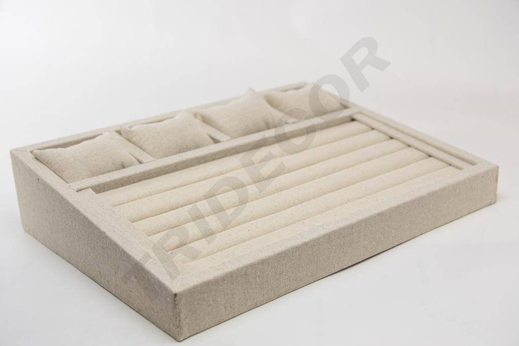 Expositor de Joyería de Lino Beige 38X28.5X8cm