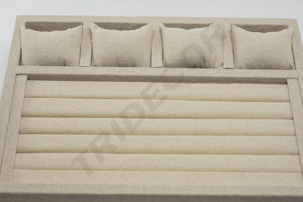 Expositor de Joyería de Lino Beige 38X28.5X8cm
