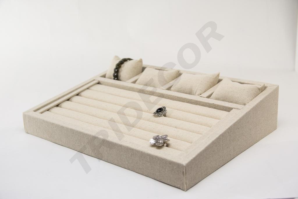 Expositor de Joyería de Lino Beige 38X28.5X8cm