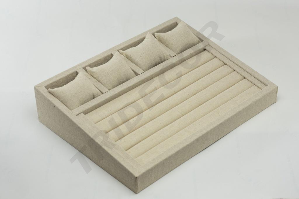 Expositor de Joyería de Lino Beige 38X28.5X8cm