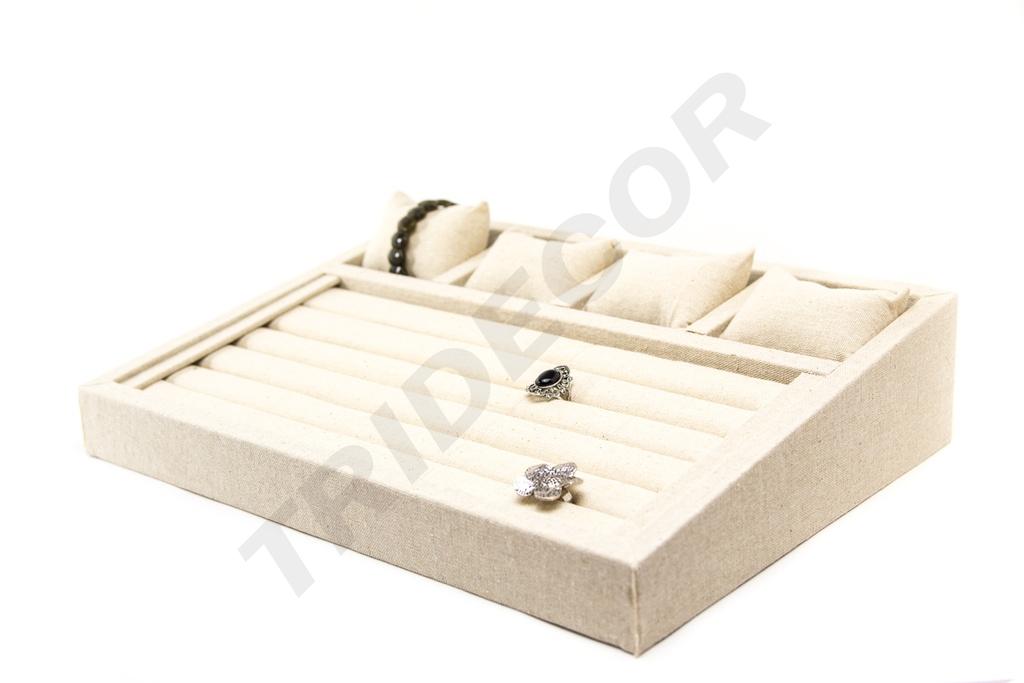 Expositor de Joyería de Lino Beige 38X28.5X8cm