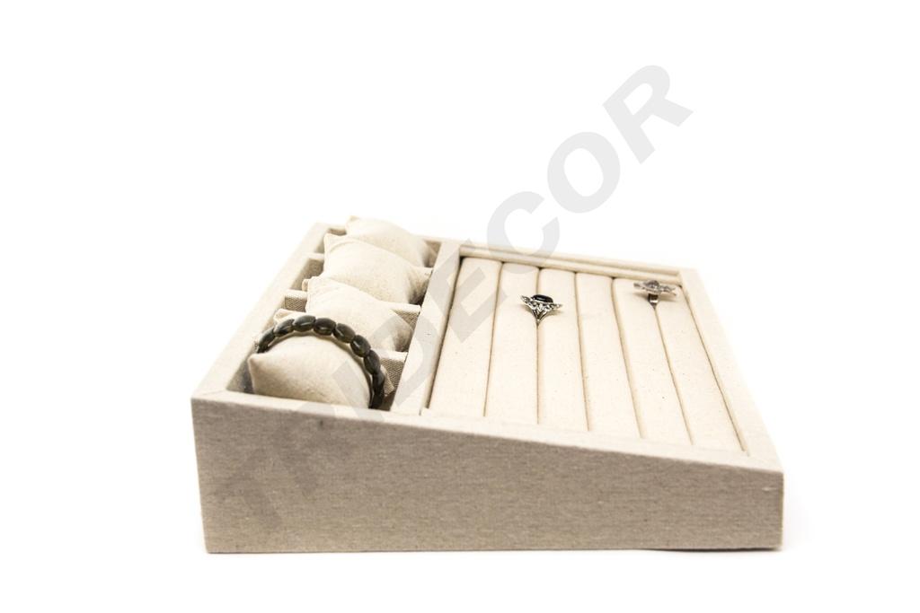 Expositor de Joyería de Lino Beige 38X28.5X8cm