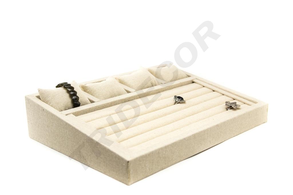 Expositor de Joyería de Lino Beige 38X28.5X8cm