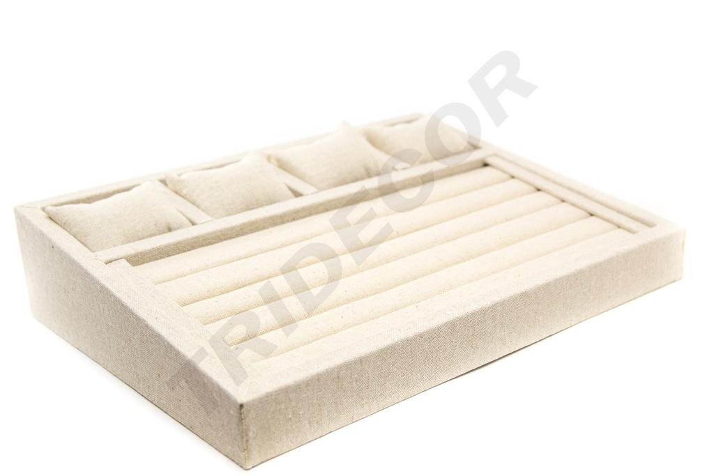 Expositor de Joyería de Lino Beige 38X28.5X8cm