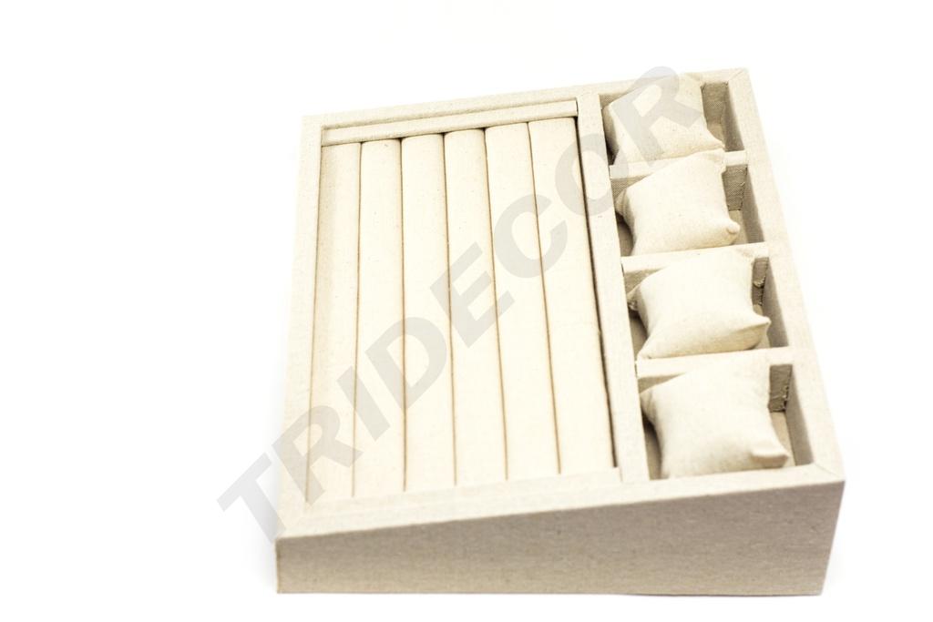 Expositor de Joyería de Lino Beige 38X28.5X8cm