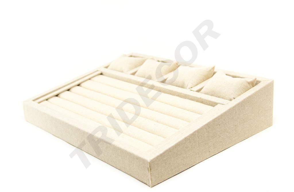 Expositor de Joyería de Lino Beige 38X28.5X8cm