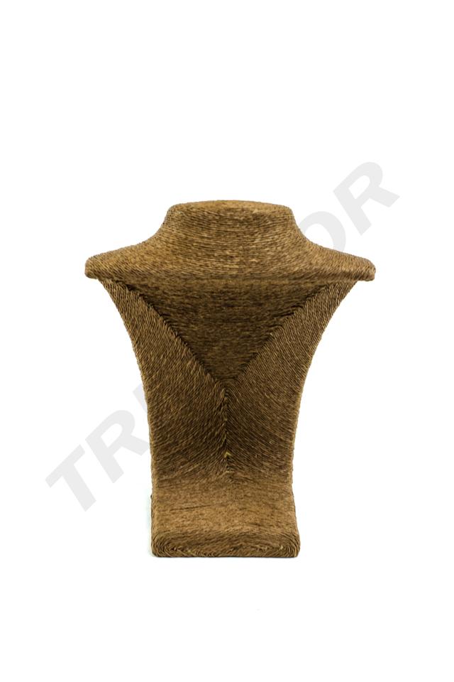Expositor de collares cubierto con cuerda beige o marrón