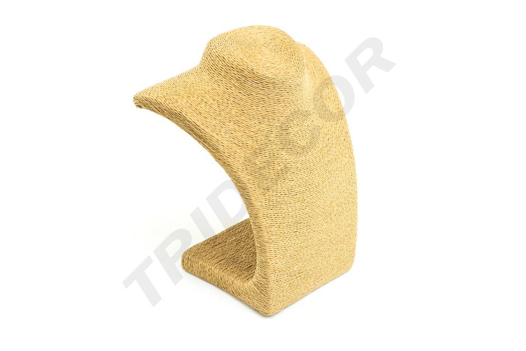 Expositor de collares, color aguacate, cubierto de cuerda
