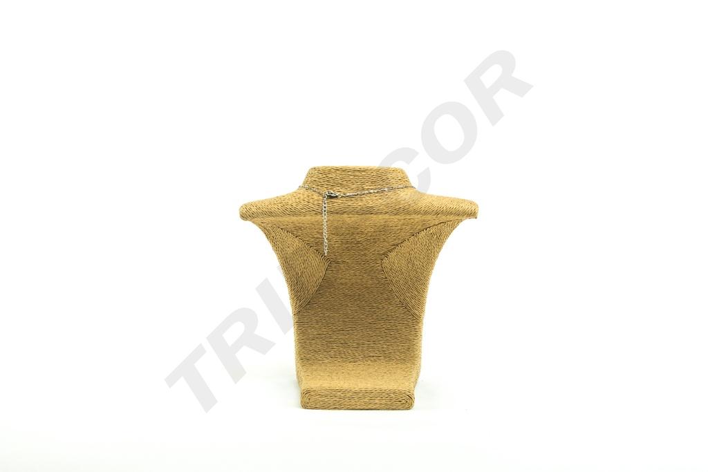 Expositor de collares, color aguacate, cubierto de cuerda