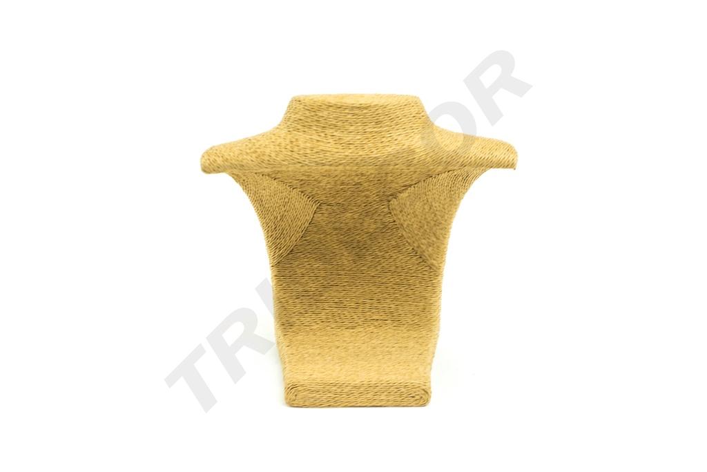 Expositor de collares, color aguacate, cubierto de cuerda