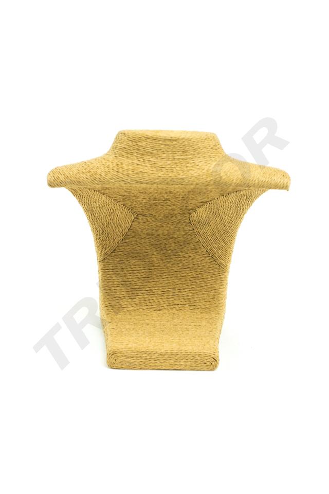 Expositor de collares, color aguacate, cubierto de cuerda