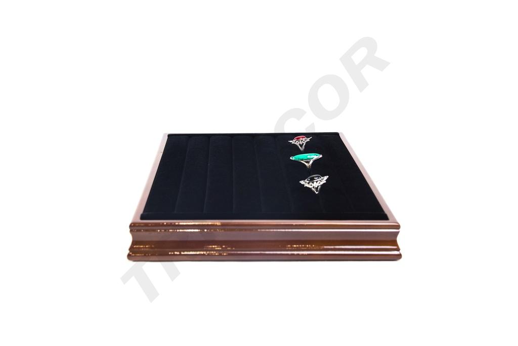 Bandeja para Anillos de Terciopelo Negro/Madera