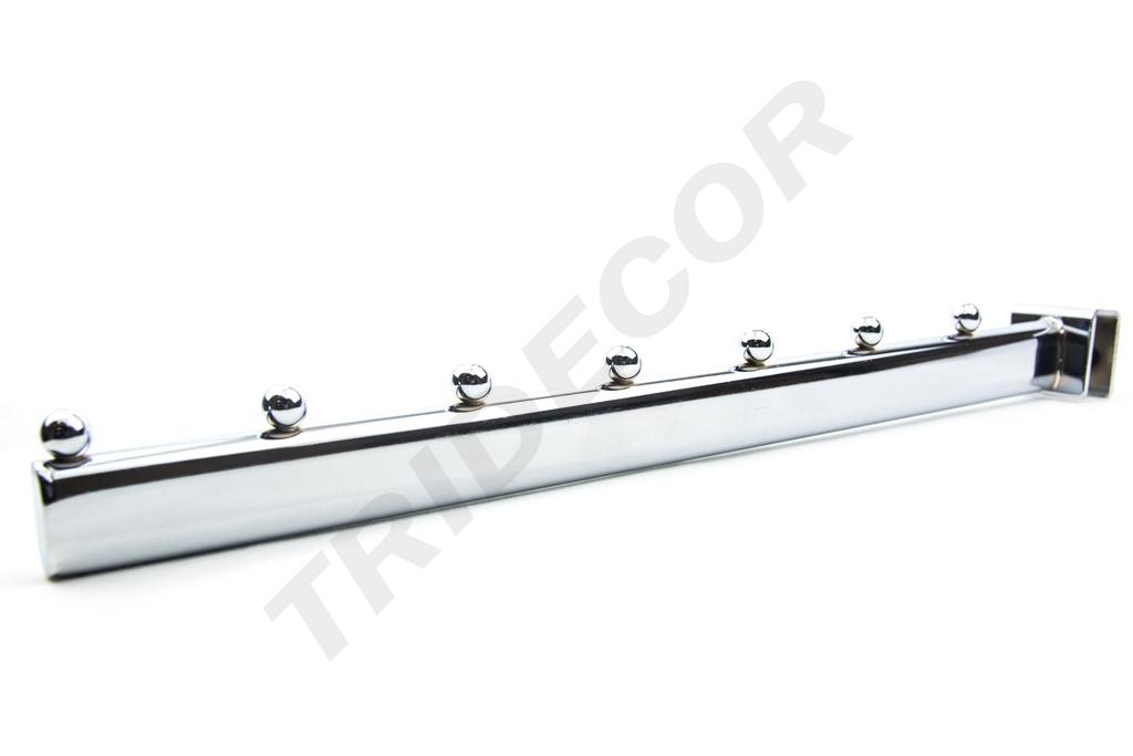 Perchero inclinado para tubo rectangular, 7 bolas, 40 cm