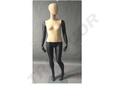Maniquí femenino en negro mate y tela beige oscuro con la rodilla doblada