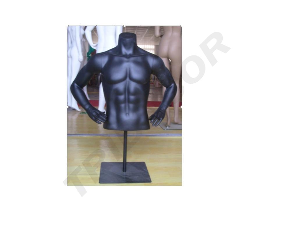 Busto Masculino Ajustable de Fibra de Vidrio en Negro Mate