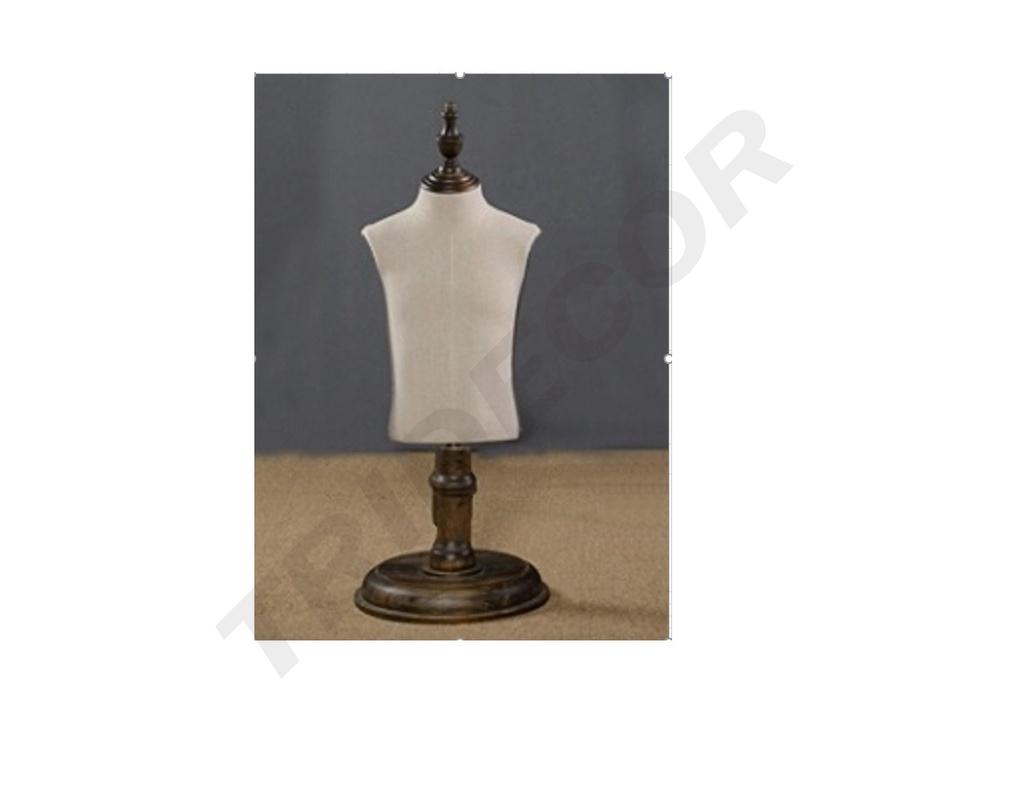 Busto de niño de lino con pie de madera