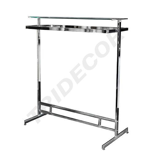 Perchero Doble Cromado Con Cristal Superior 120x50x120 cm Tridecor