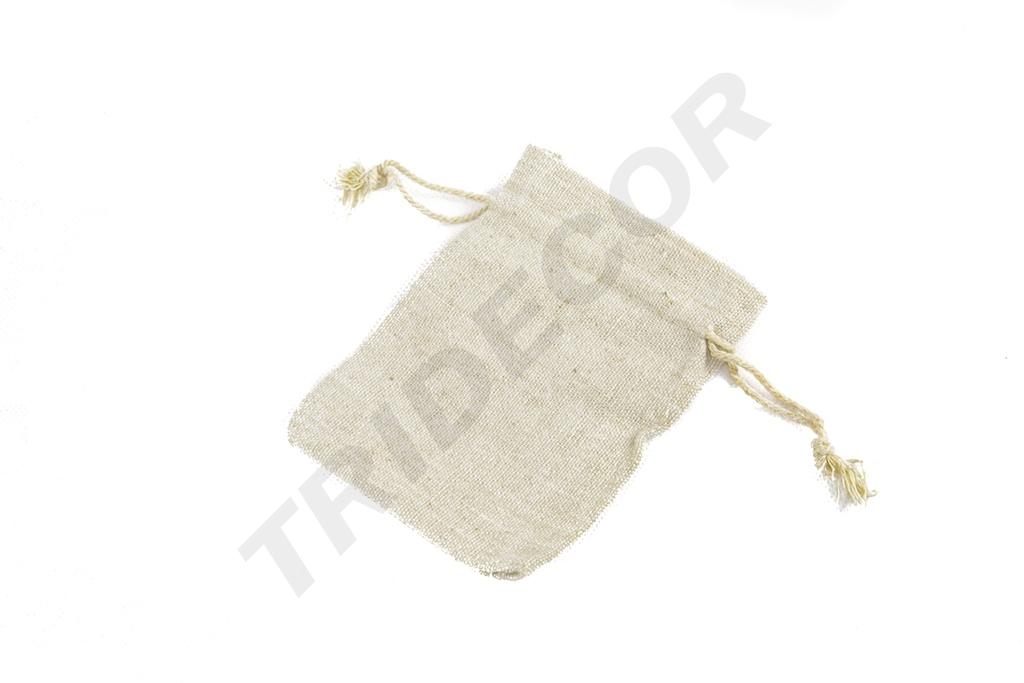 BOLSA DE LINO BEIGE con cordón 12X9 CM 20pcs/PAQUETE