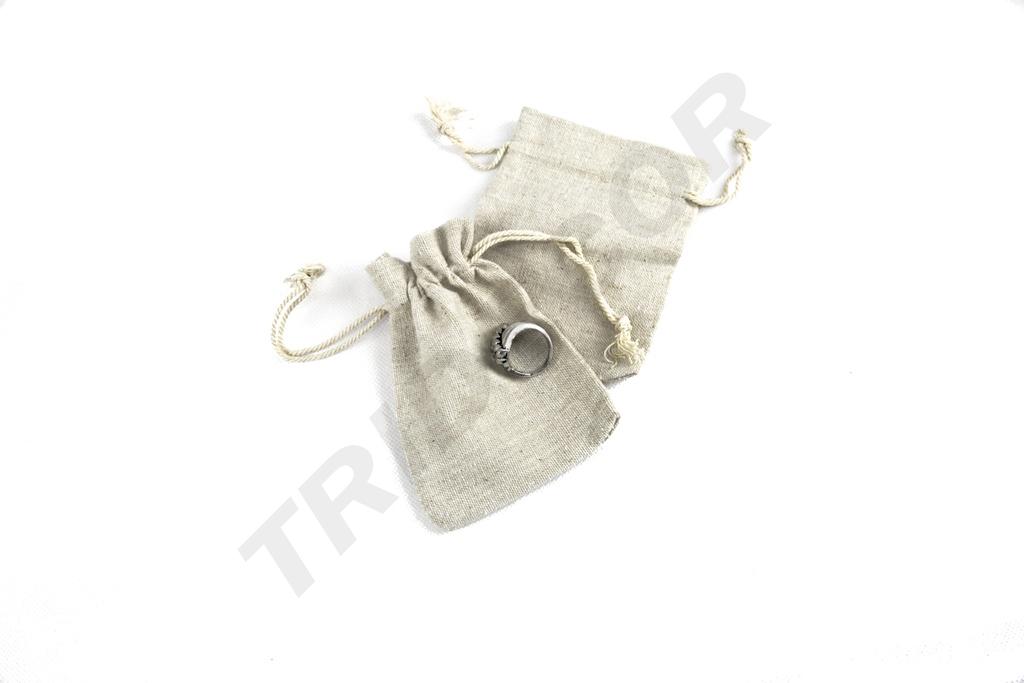BOLSA DE LINO BEIGE con cordón 12X9 CM 20pcs/PAQUETE