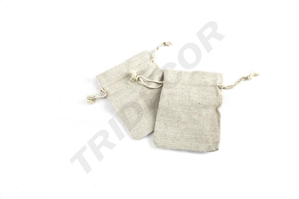 BOLSA DE LINO BEIGE con cordón 12X9 CM 20pcs/PAQUETE